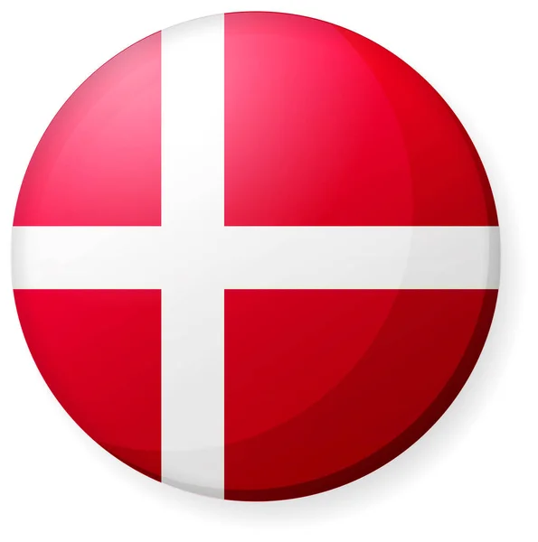 Ilustração Circular Ícone Bandeira País Crachá Botão Dinamarca — Vetor de Stock