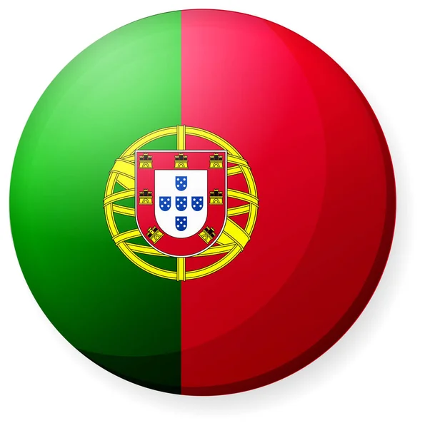Εικονογράφηση Εικονιδίου Κυκλικής Σημαίας Χώρας Σήμα Κουμπιού Πορτογαλία — Διανυσματικό Αρχείο