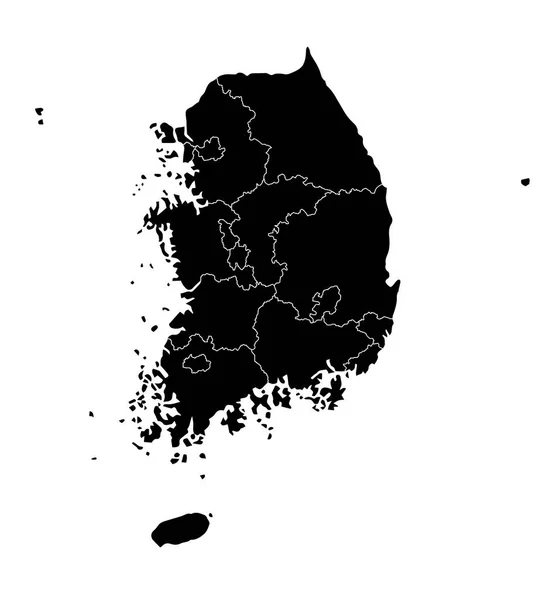 Karte Der Verwaltungseinheiten Südkoreas Schwarze Farbe — Stockvektor