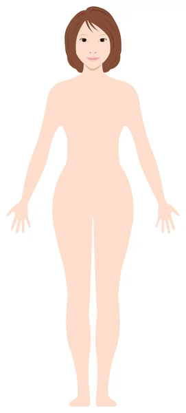 立ち女性のヌードボディシルエット アウトライン図形ベクトルイラスト — ストックベクタ