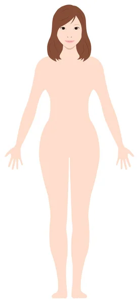Silueta Cuerpo Desnudo Mujer Pie Esbozo Forma Vector Ilustración — Vector de stock