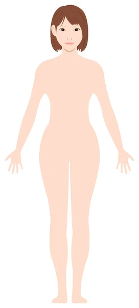 Standing Woman Nude Body Silhouette Outline Shape Vector Illustration — Stock Vector