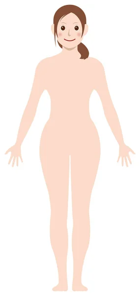 Smiling Naked Woman Nude Body Silhouette Outline Shape Vector Illustration — Stock Vector