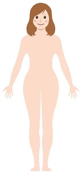 Smiling Naked Woman Nude Body Silhouette Outline Shape Vector Illustration — Stock Vector