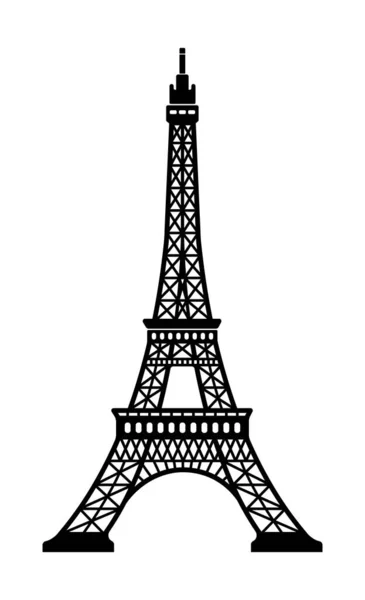 Torre Eiffel Francia Parigi Edifici Fama Mondiale Illustrazione Vettoriale Monocromatica — Vettoriale Stock