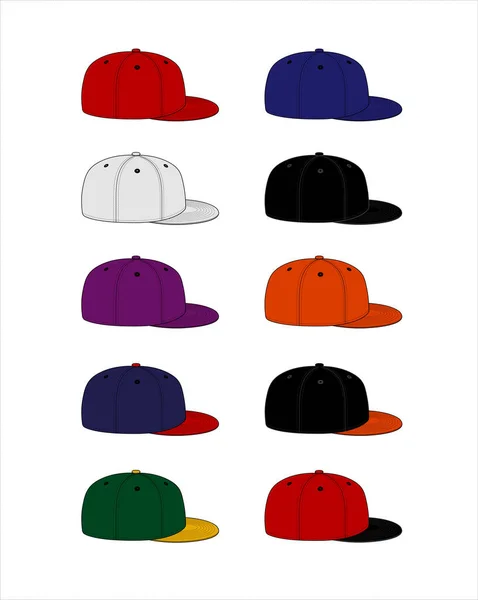 Casquette Baseball Modèle Vectoriel Illustration Ensemble — Image vectorielle