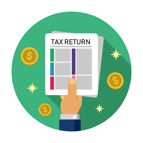 Declaración Impuestos Presentar Documento Impuestos Formulario Impuestos Cirlce Banner Ilustración — Archivo Imágenes Vectoriales