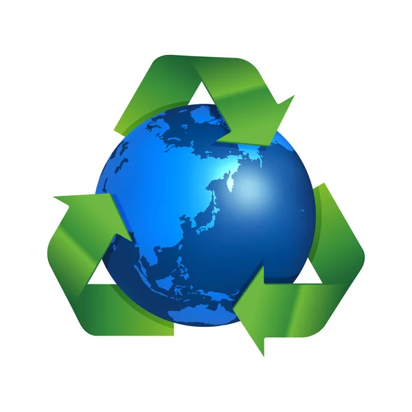 Pijlen Rond Aarde Vector Illustratie Recycle Ecologie — Stockvector