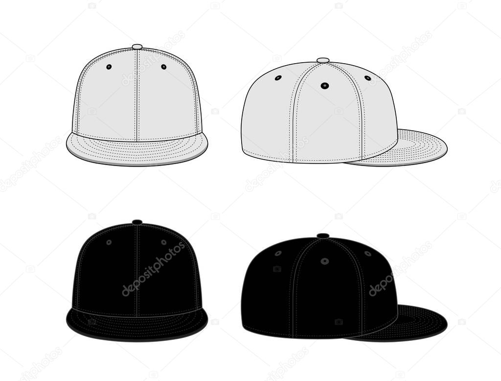 Baseball cap template vector illustration set