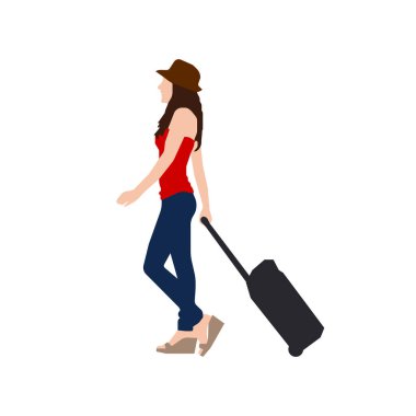 Yürüyen kadın sihouette çizimi (kenar görünüm)