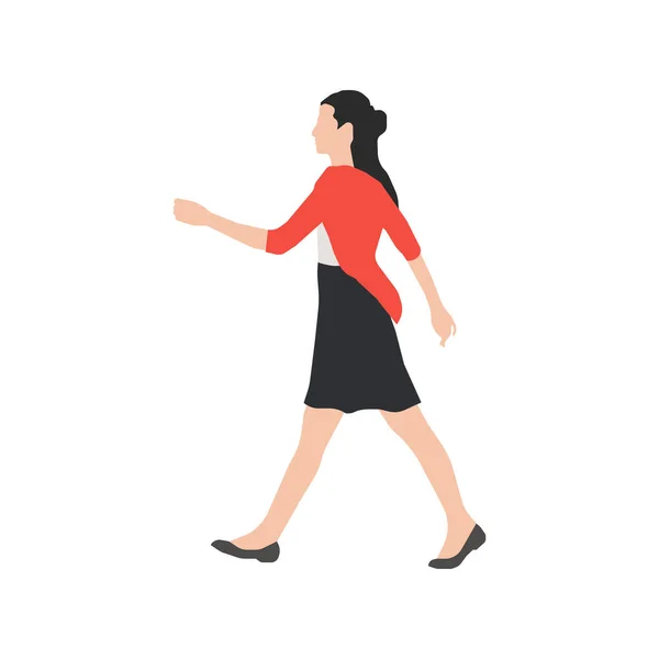 Walking Female Person Sihouette Illustration Side View — Stockový vektor
