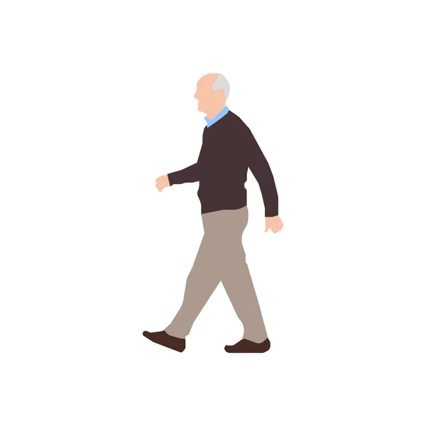 Ilustración Silueta Persona Mayor Caminando Vista Lateral — Vector de stock