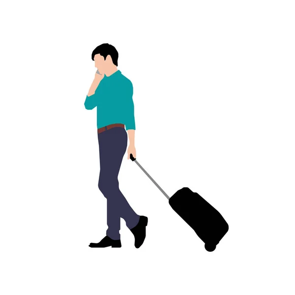 Ilustración Silueta Hombre Caminante Vista Lateral — Vector de stock