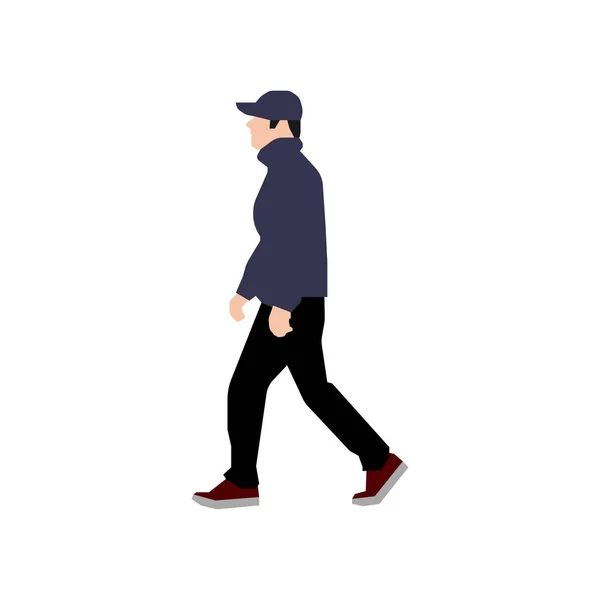 Walking Mężczyzna Osoba Sihouette Ilustracja Widok Boku — Wektor stockowy