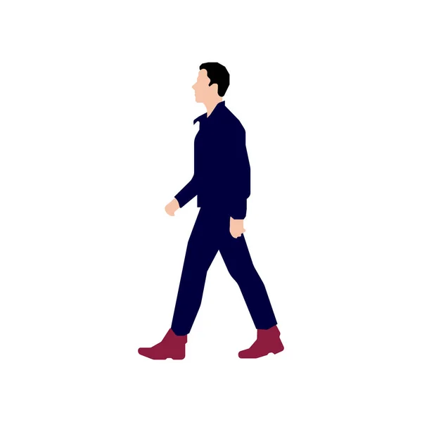 Ilustración Silueta Hombre Caminante Vista Lateral — Vector de stock