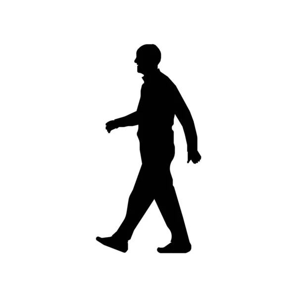 Walking Senior Erson Sihouette Illustration Side View — Stockvektor