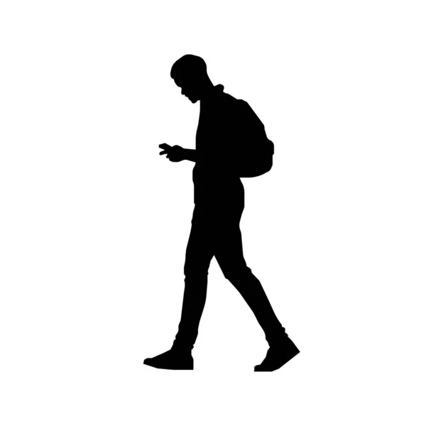 Walking Male Person Sihouette Illustration Side View — Stockový vektor
