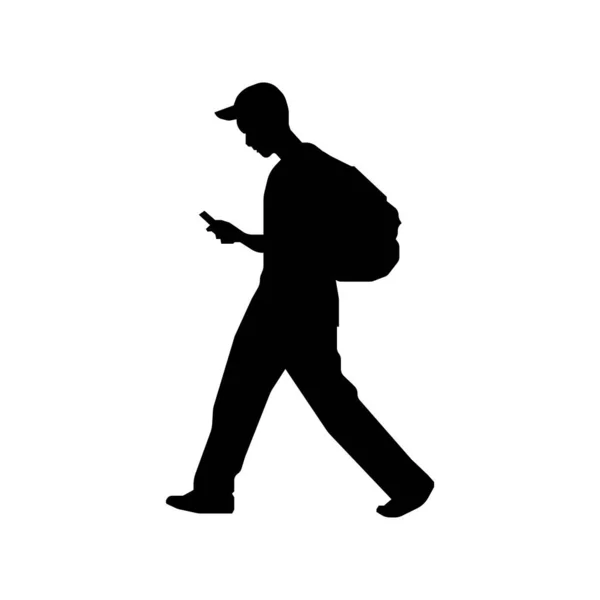 Walking Male Person Sihouette Illustration Side View — Stockvektor