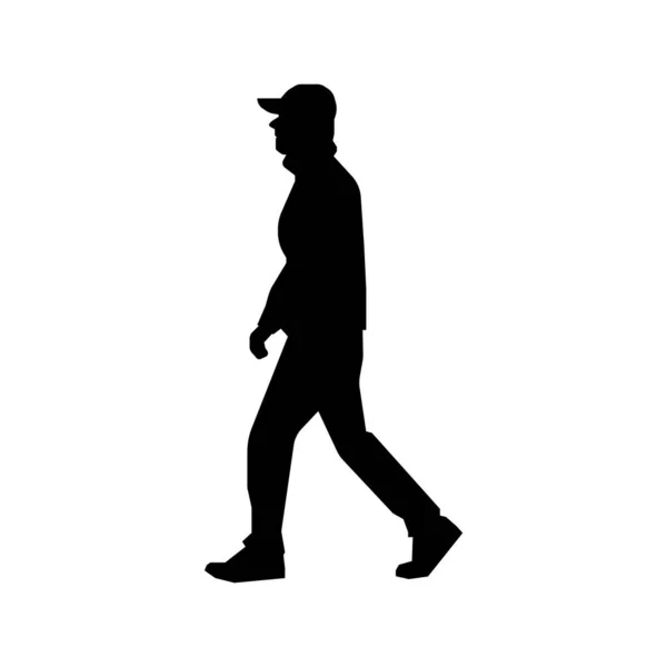 Walking Male Person Sihouette Illustration Side View — Stockvektor