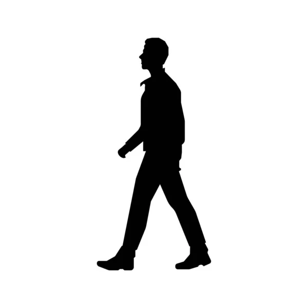 Caminhada Pessoa Masculina Silhueta Ilustração Vista Lateral —  Vetores de Stock