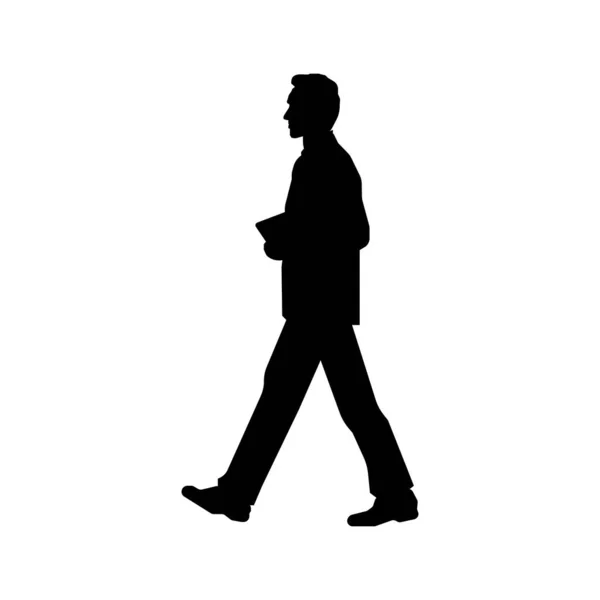 Walking Business Person Sihouette Illustration Side View — Stockový vektor