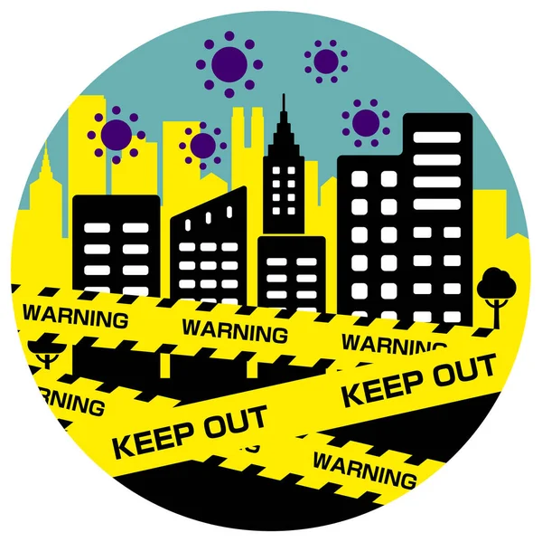 City Blockade Circle Banner Illustration Pandemic Corona Virus Covid Wuhan — 스톡 벡터