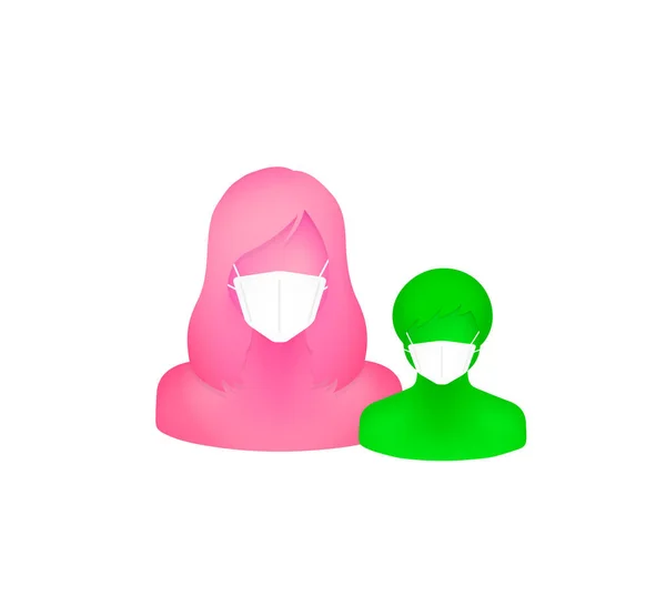 Abstruct Faceless Person Wearing Mask Portrait Illustration Family Mother Child — 图库矢量图片