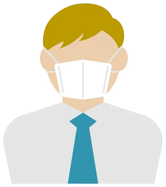 Faceless Business Person Male Upper Body Wearing Mask Vector Illustration — Stock Vector