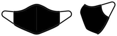 Tıbbi yüz maskesi vektör şablonu resimleme / siyah