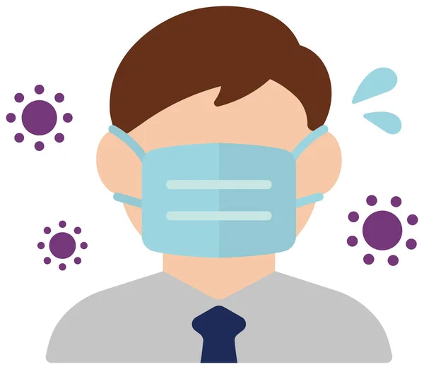 Faceless Man Upper Body Wearing Mask Vector Icon Coronavirus Covid — 图库矢量图片