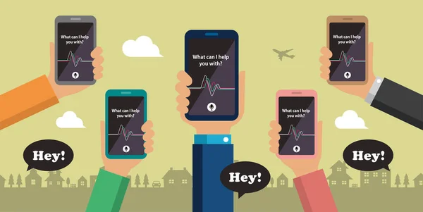 App Portineria Assistente Vocale Personale Siri Illustrazione Banner Vettoriale — Vettoriale Stock
