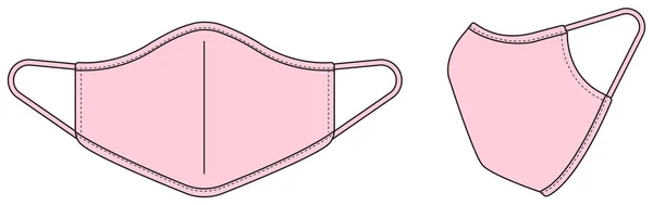 Máscara Facial Médica Vector Plantilla Ilustración Rosa — Vector de stock