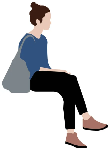 Illustration Vectorielle Plate Personne Assise Féminine — Image vectorielle