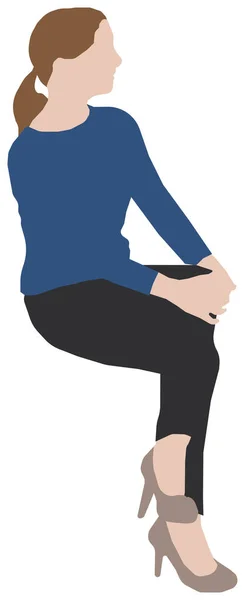 Sitting Female Person Flat Vector Illustration — Stock Vector