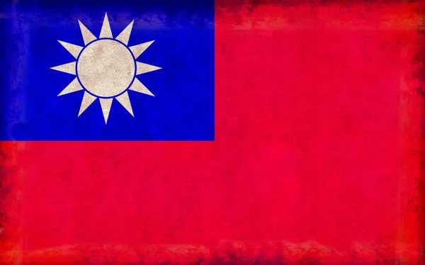 Grunge Country Flag Illustration Taiwan — стокове фото