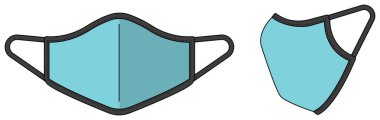 Tıbbi yüz maskesi vektör şablonu çizimi (boru / 2 ton tipi)