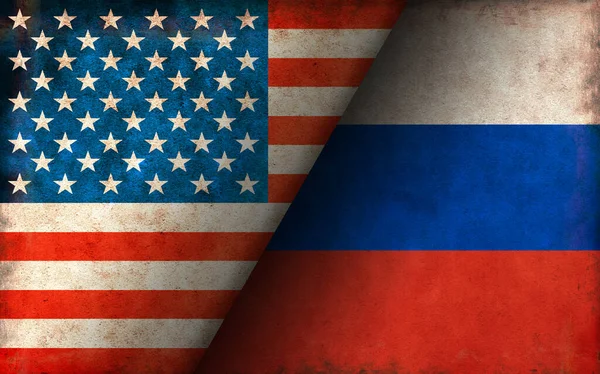Grunge Country Flag Illustration Usa Russia Political Economic Conflict — Stock Photo, Image