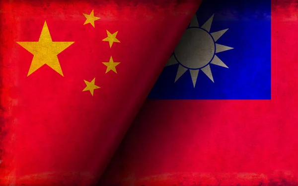 国旗イラスト 中国対台湾 政治的 経済的紛争 — ストック写真