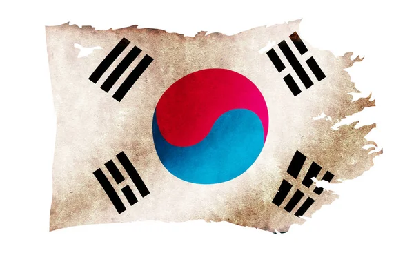 Schmutzige Und Zerrissene Landesflagge Südkorea — Stockfoto