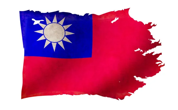 Vuil Gescheurd Land Vlag Illustratie Taiwan — Stockfoto