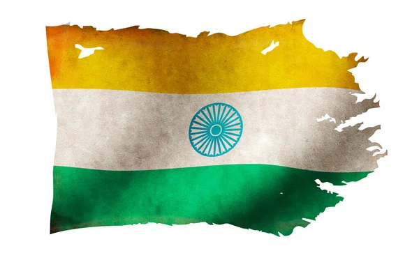 Ilustração Suja Rasgada Bandeira País Índia — Fotografia de Stock