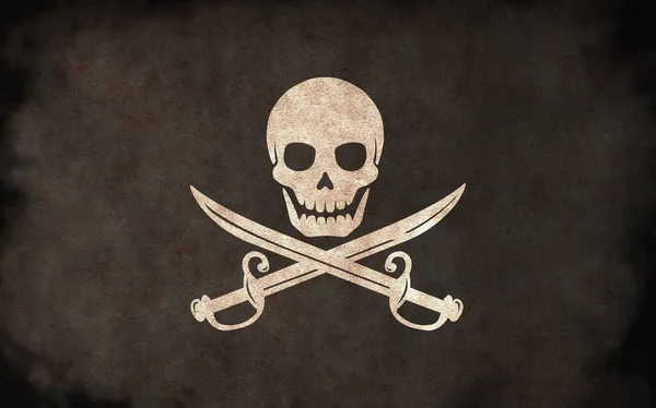 Dirty Pirates Flag Illustration Skull Bones — Stock Photo, Image