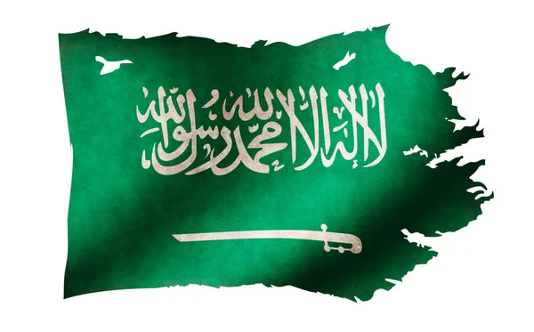 Smutsiga Och Slitna Land Flagga Illustration Saudiarabien — Stockfoto