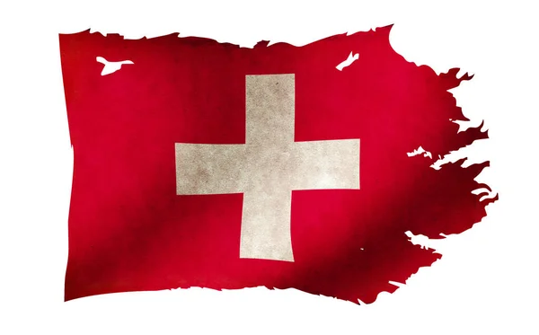 Ilustração Suja Rasgada Bandeira País Suíça — Fotografia de Stock