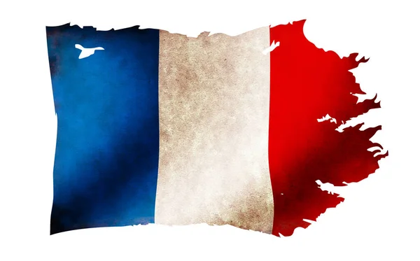 Brudne Podarte Flagi Kraju Ilustracja Francja — Zdjęcie stockowe