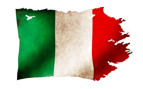 Špinavá Potrhaná Země Vlajky Ilustrace Itálie — Stock fotografie