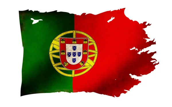 Ilustração Suja Rasgada Bandeira País Portugal — Fotografia de Stock