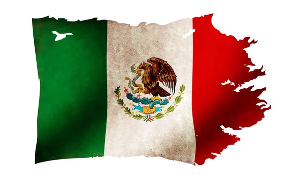 Smutsiga Och Slitna Land Flagga Illustration Mexiko — Stockfoto