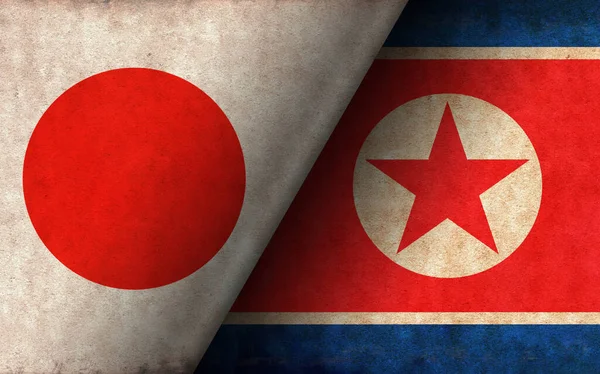 Grunge Country Flag Illustrazione Giappone Corea Del Nord Conflitto Politico — Foto Stock