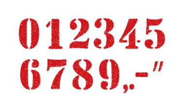 Grunge kauçuk damgası / kişilik numarası illistasyon seti (0 'dan 9' a kadar vs..)